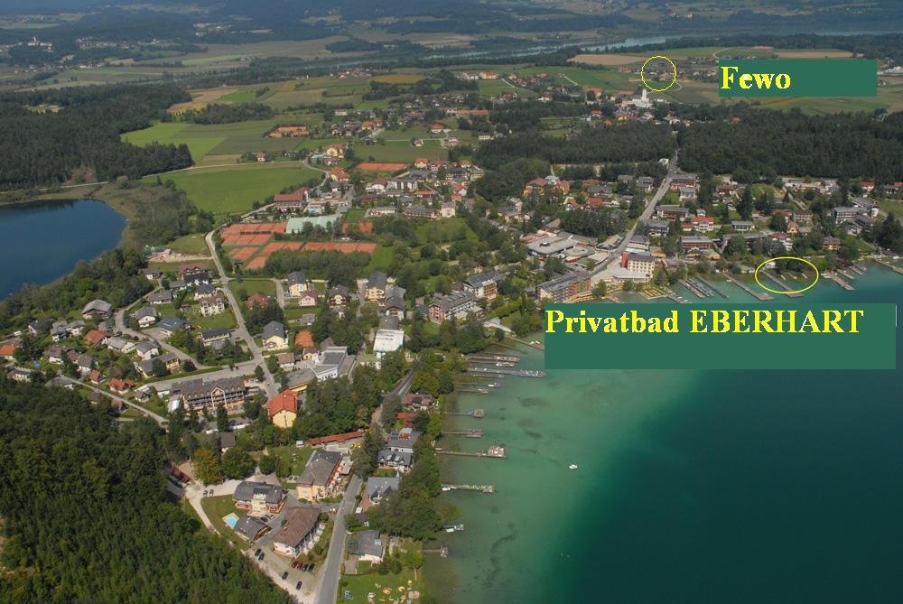 Luftaufnahme Privatstrandbad EBERHART Klopeiner See Seepromenade